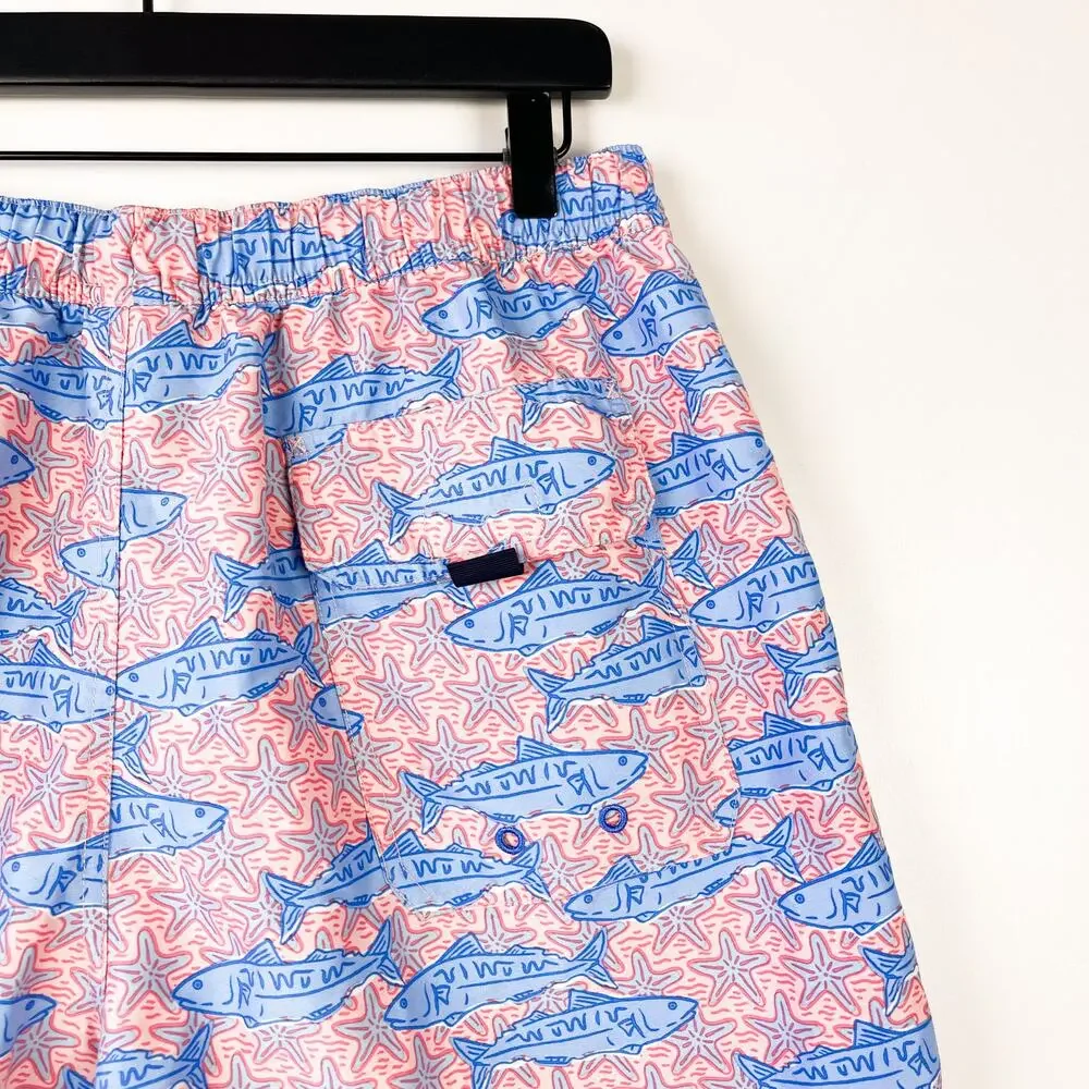 Vineyard Vines Mens Starfish Fish Swim Trunks Shorts Pink Blue 7